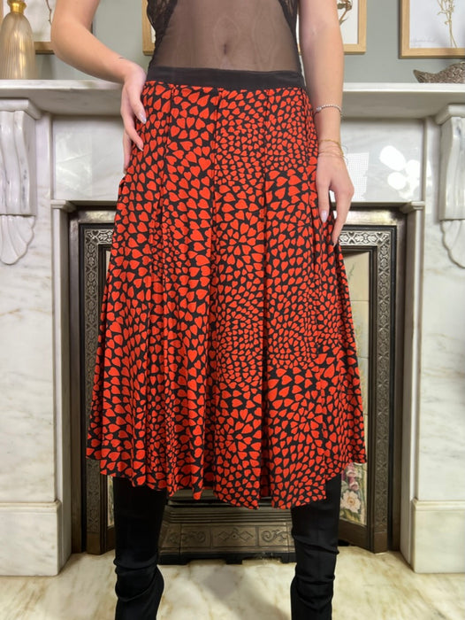 Yves Saint Laurent, 80s heart print silk pleated skirt