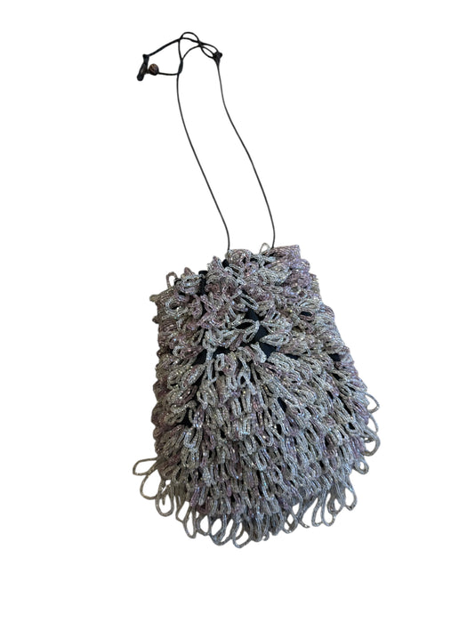 Lola, 20s silver beaded drawstring handbag