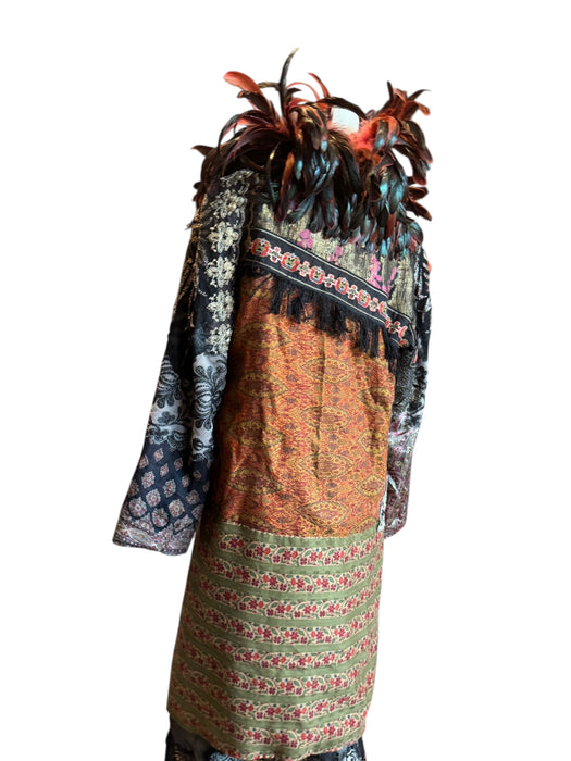 Hattie, reworked 80s patchworked double breasted feather coat