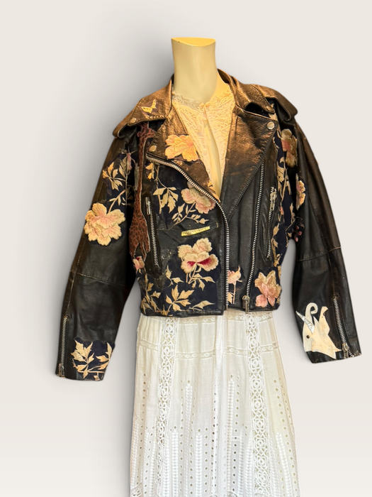 Omega, reworked 70s embroidered biker jacket