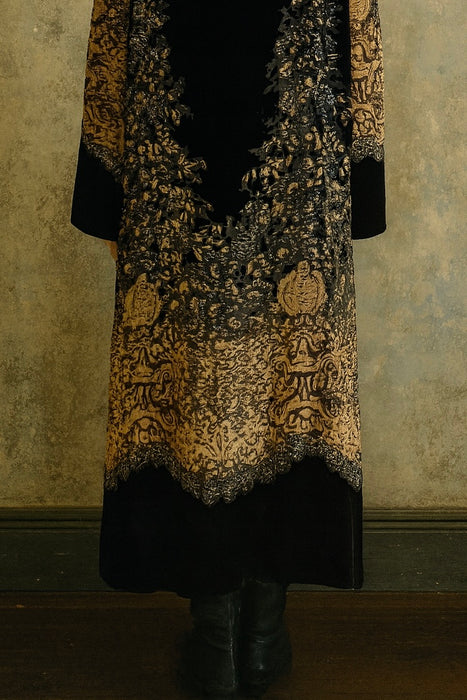 Jaklyn, 30s beaded silk devoré and velvet coat