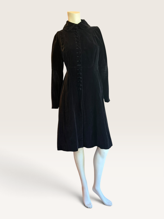 Ossie Clark, 1970s black velvet equestrian style coat