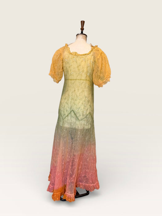 Oscar, 30s hand dyed ombré organza eyelet dress