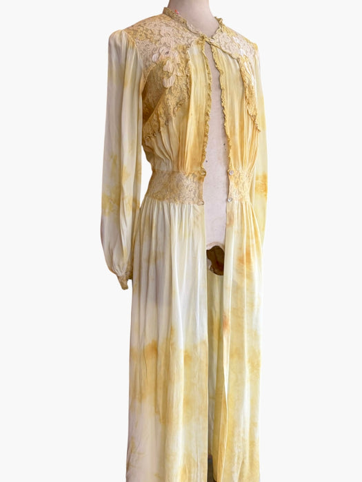 Barley, hand dyed 30s silk and lace robe