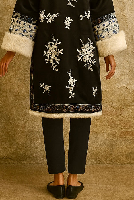 Omnia, 30s silk embroidered reversible fur coat