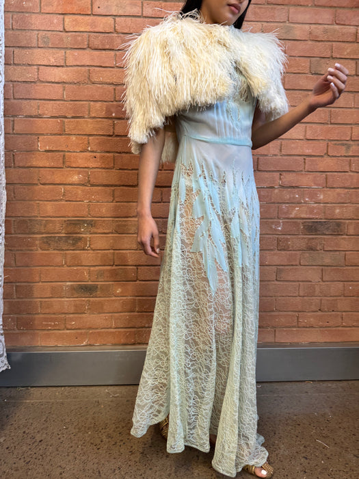 Marnie, 20s cream feather cape