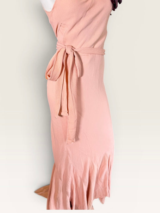 Dahlia, original 1930s silk crepe bias cut dress with velvet florals