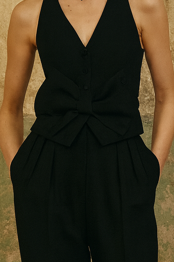 Bo, 80s silk large bow waistcoat