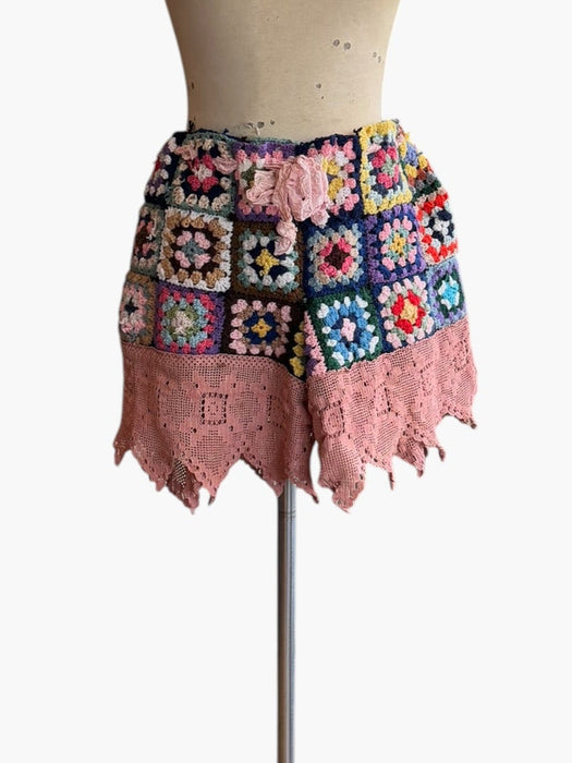Romy, 1970s hand made crochet and hand dyed cotton lace