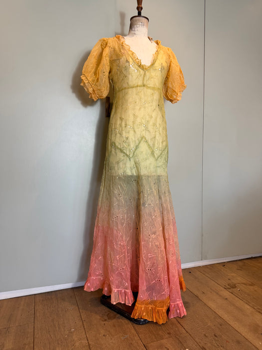 Oscar, 30s hand dyed ombré organza eyelet dress