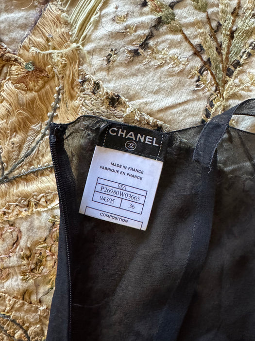 Chanel, 80s black chiffon sift pleated dress