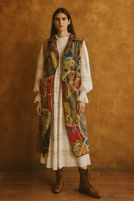 Sandy, reworked patchwork 40s long waistcoat