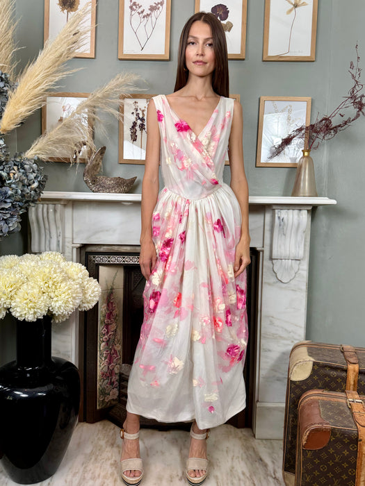 Rosa, handpainted 50s couture draped dress