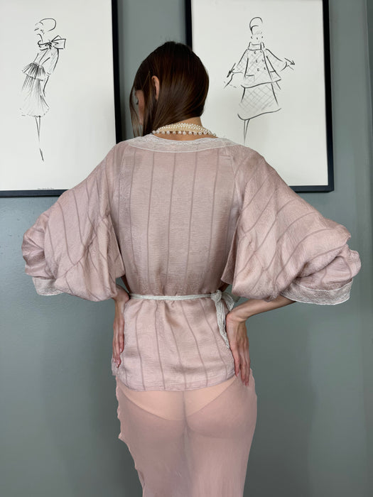 Stella Mc Cartney, pink and lace Y2K wrap blouse