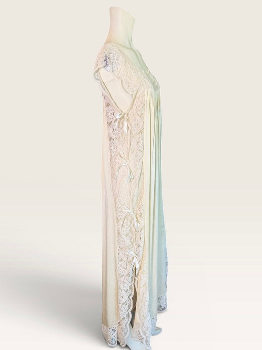 Beatrice, 1930s cream silk and lace side tie dress