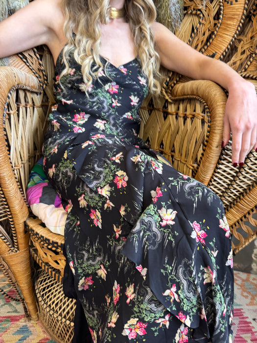 Vilshenko, 30s style floral print silk bias cut dress
