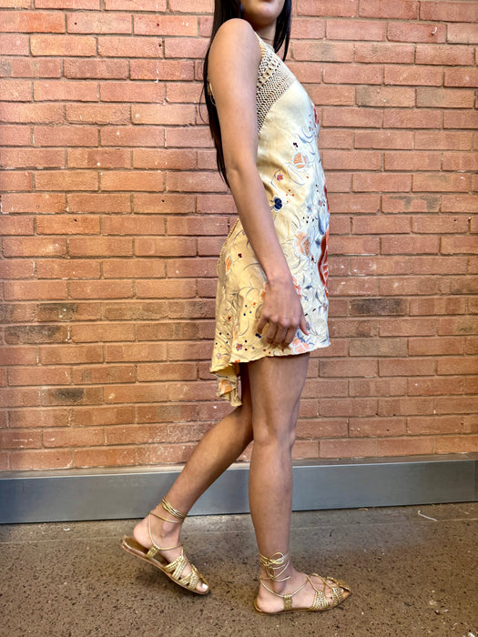 Arabella, short embroidered scarf dress