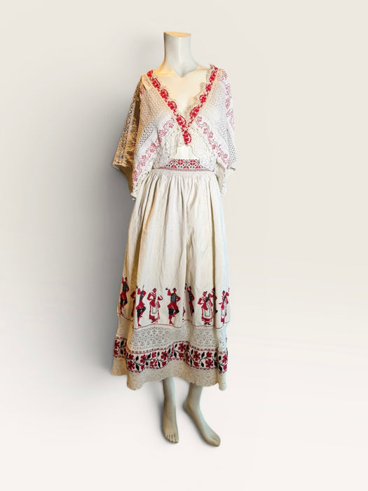 Dahlia, reworked Eastern European folk embroidered dress