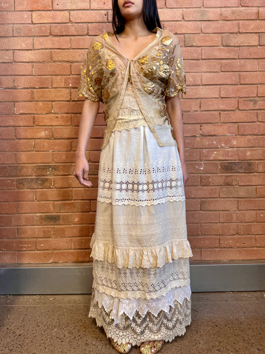 Esther, 20s net and gold floral bolero