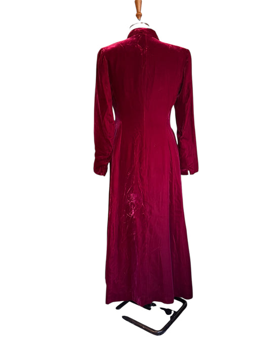 Michéle Pernetta, 80s burgundy velour cat eye long coat