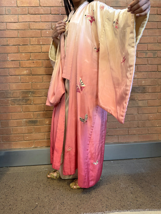 Mariposa, 40s silk ombré embroidered Japanese kimono