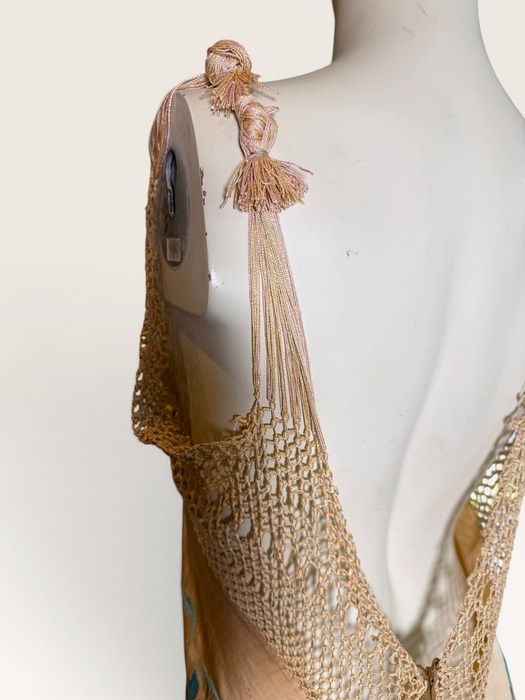 Bailey, reworked bias cut floral embroidered piano shawl dress