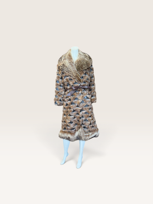 Macy’s 70s mixed leather and fur trench coat