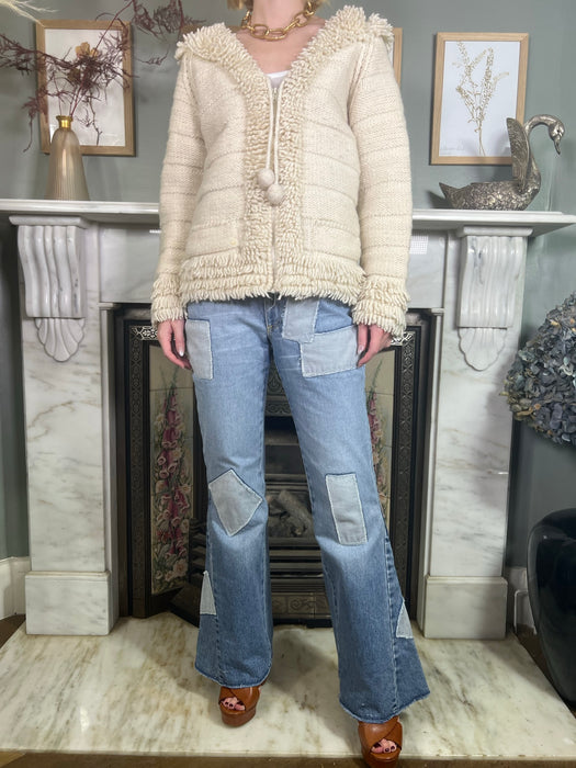 Jane, cream 70s zip up cardigan