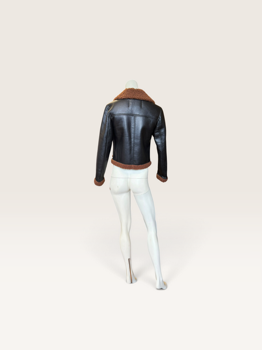 Beacon, faux leather teddy lined brown jacket