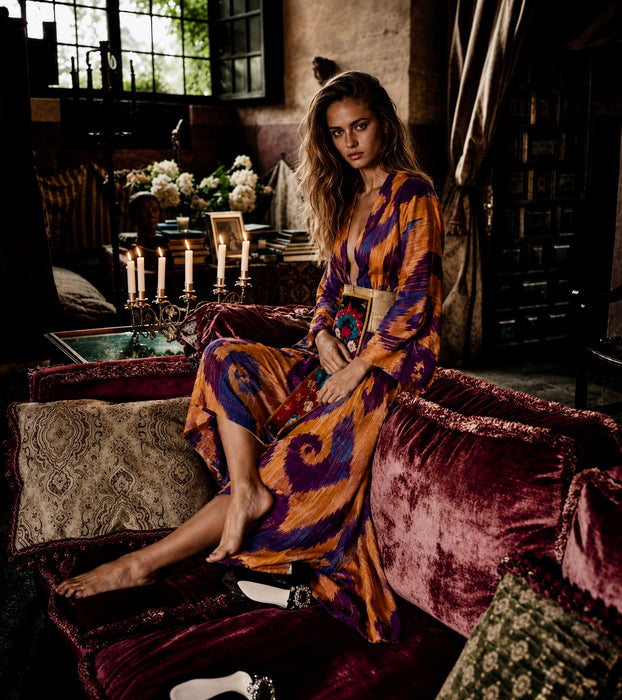 Iman, original 30s silk Uzbek Ikat belted robe