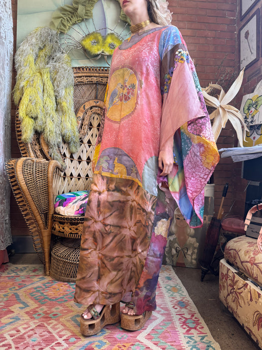 Lorena, 70s hand painted silk kaftan