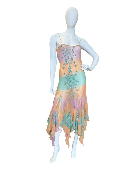 Calor, 90s hand dyed bias cut mermaid beaded dress
