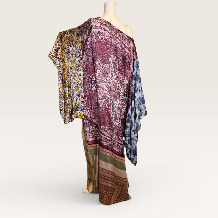 Mona, reworked reversible silk patchwork kaftan