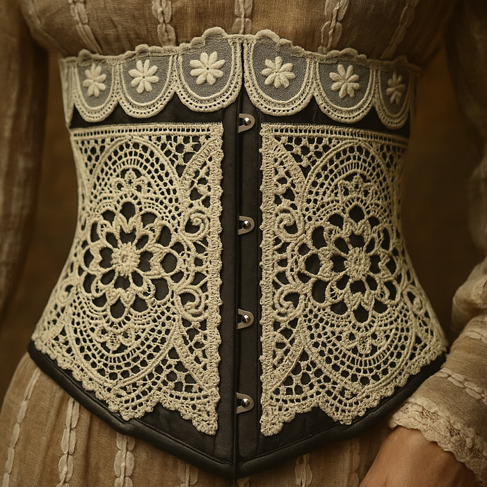 Troy, reworked 40s black lace corset