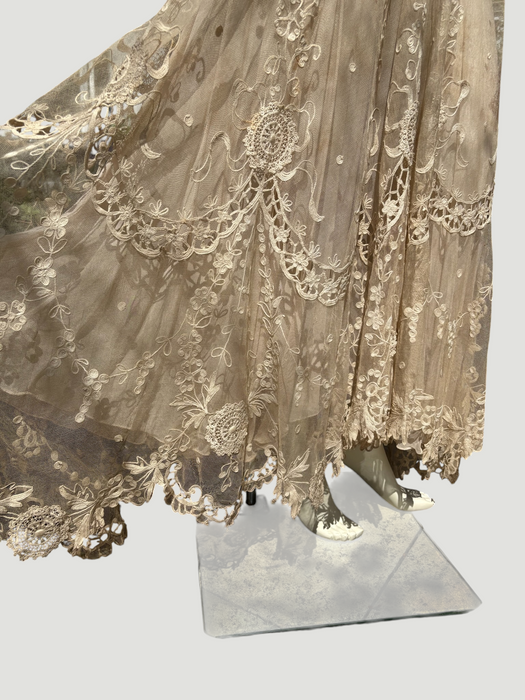 Daisy, 20s black and gold floral sequins and Victorian ecru lace dress