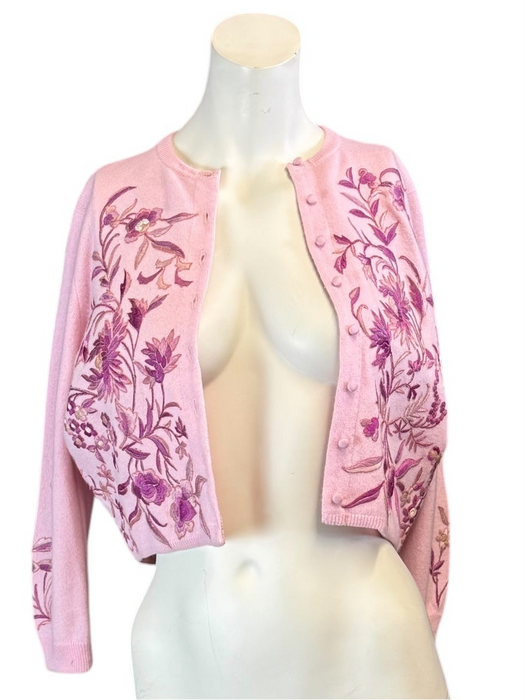 Helen Bond, 50s cashmere and floral embroidered cardigan