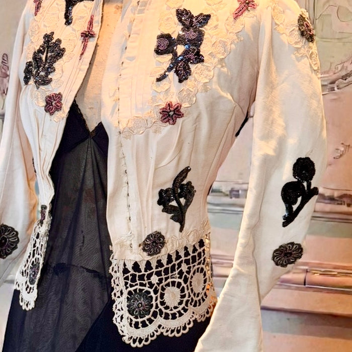 Lois, embellished Victorian silk jacket with 20s beading