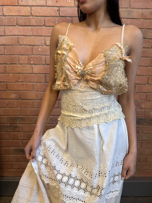 Heather, reworked tiered 40s lace dress
