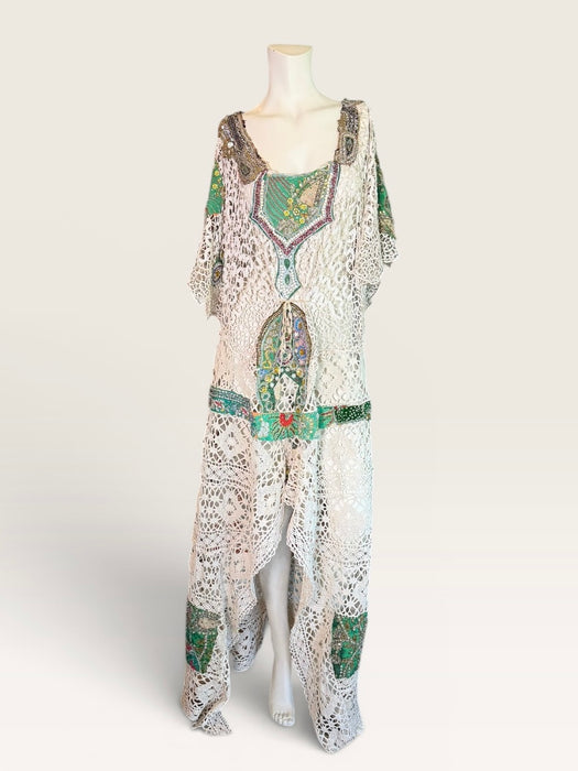 Salita, reworked 1930s French tea-dyed embroidered and beaded dress