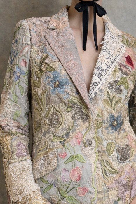 Frankly, antique patchwork of needlepoint, lace and beaded embroideries