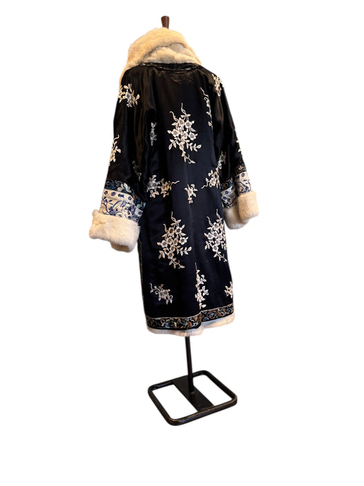 Omnia, 30s silk embroidered reversible fur coat