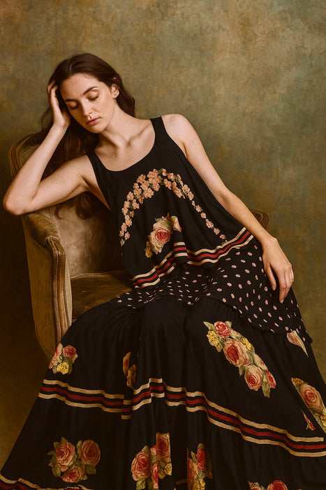 Vilschenko, silk floral print tiered dress