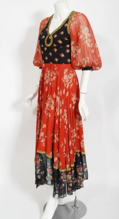 Thea Porter, 1971 documented floral print dress