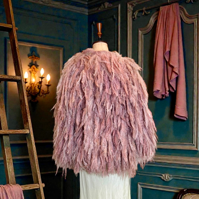Noble, 70s shaggy pink fringed coat