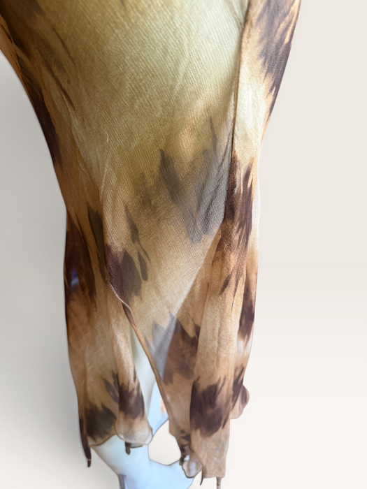 Sirena, 90s bias cut animal print silk chiffon dress