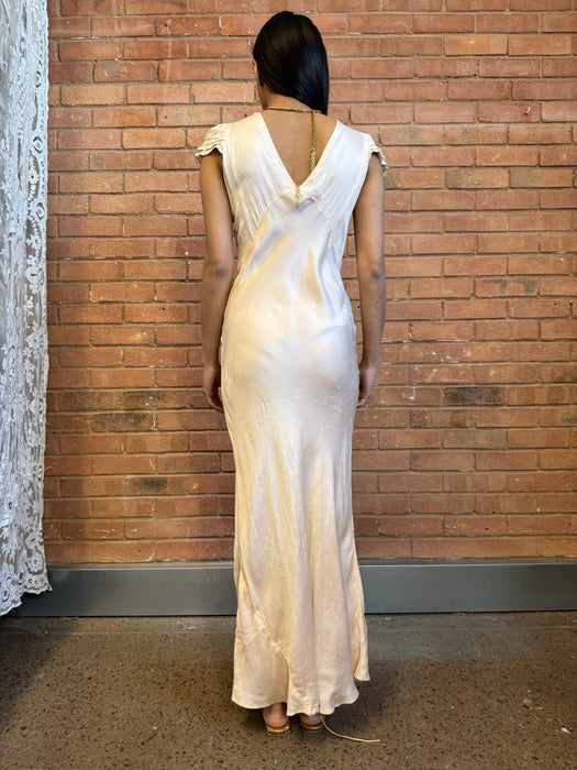 Dena, 20s silk lace and floral bias cut dress