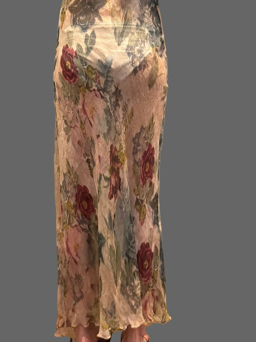 Serena, vintage silk chiffon floral bias cut short sleeve dress