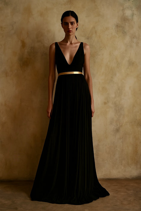 Alaia, vintage jersey and gold maxi dress