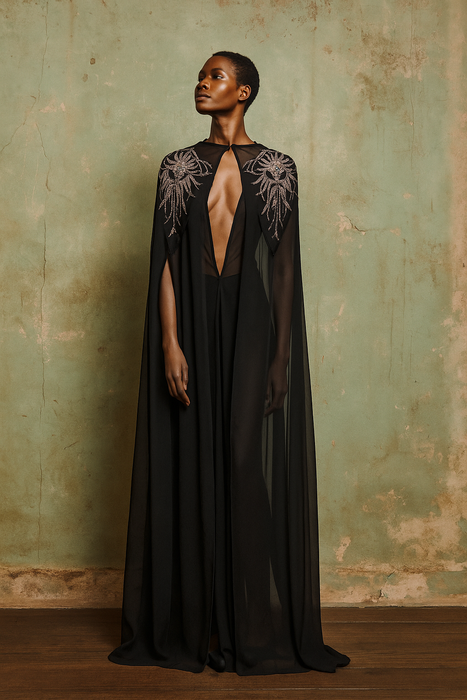 Nora, original 1920s chiffon Kaftan with intricate beaded design