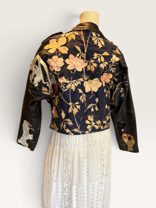 Omega, reworked 70s embroidered biker jacket